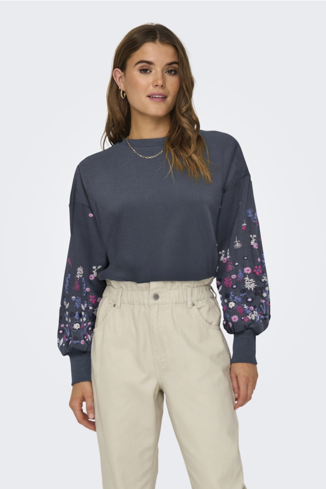 ONLBROOKE L/S O-NECK FLOWER SWT NOO 15216364 OMBRE BLUE/SLEEVE FLO